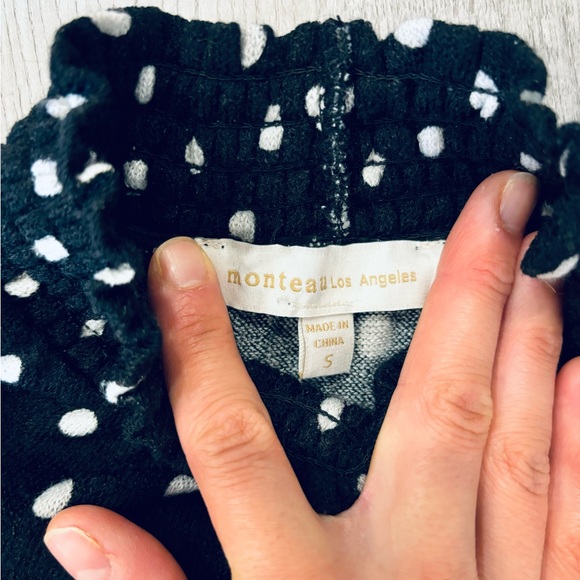 Monteau Black Polka Dot Dress Size S - Picture 3 of 5